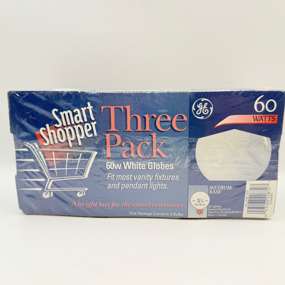 GE Smart Shopper 60W White Globe Light Bulbs G25 Medium Base 3 Pack PLG253E5